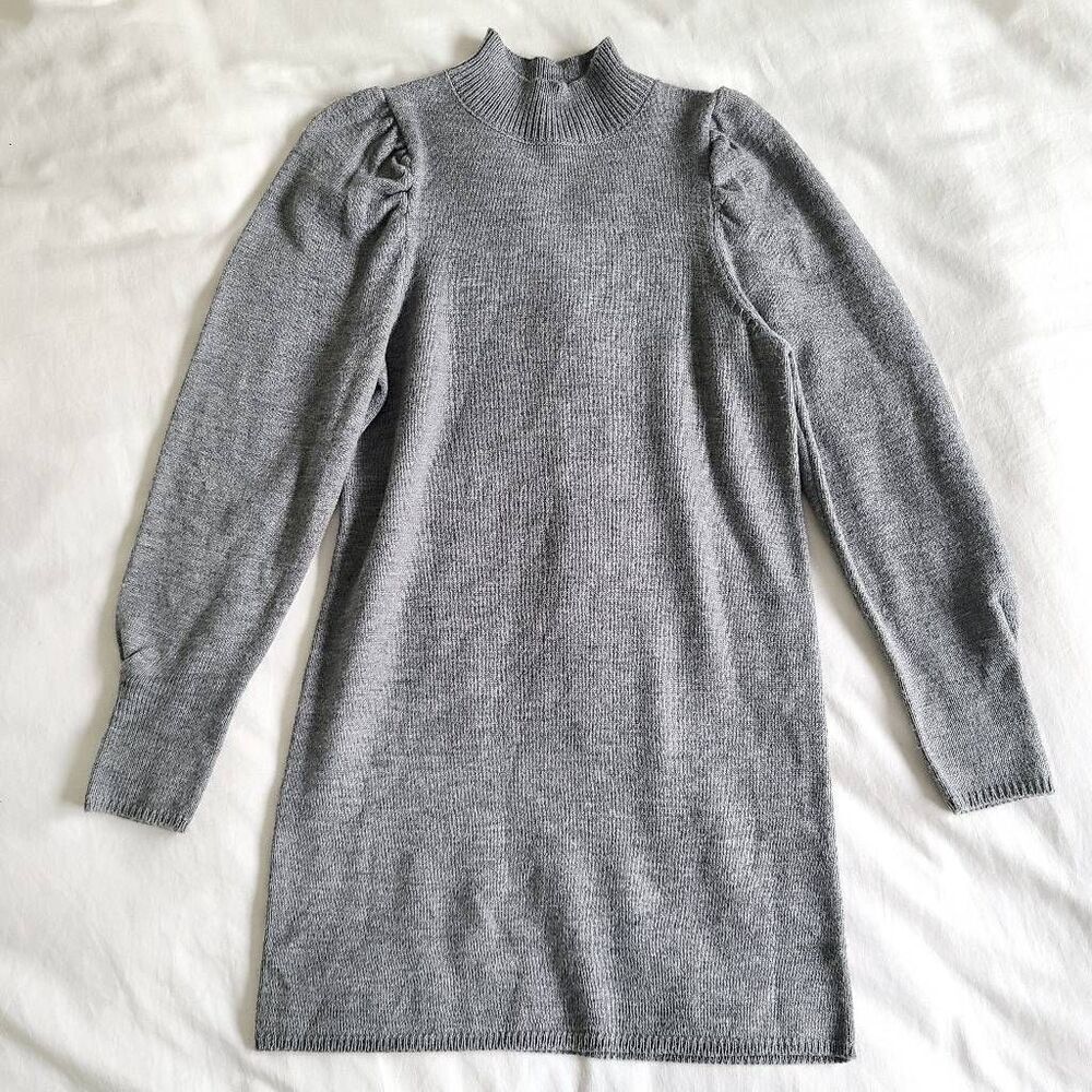Wayf Sweater Dress Womens XS Gray Knit Long Sleeve Turtleneck Acrylic Pullover